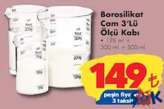 CAMBU BOROSİLİKAT CAM 3'LÜ ÖLÇÜ KABI fiyat ve kampanya bilgisi